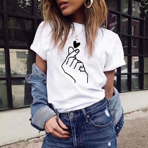 Image of Women's t-shirt Harajuku love t shirt women feminina ladies Than heart ulzzang graphic t shirts women 2019 summer femme clothes