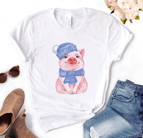 Image of leopard bandana pig bow sunflower floral Print Women tshirt Cotton Casual Funny t shirt Gift 90s Lady Yong Girl Drop Ship S-892