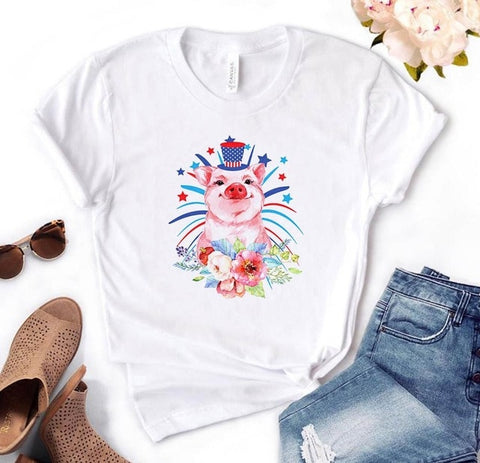 Image of leopard bandana pig bow sunflower floral Print Women tshirt Cotton Casual Funny t shirt Gift 90s Lady Yong Girl Drop Ship S-892