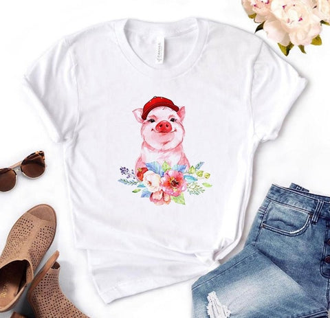 Image of leopard bandana pig bow sunflower floral Print Women tshirt Cotton Casual Funny t shirt Gift 90s Lady Yong Girl Drop Ship S-892