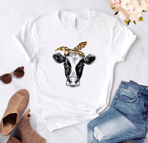 Image of leopard cow bandana Print Women tshirt Cotton Casual Funny t shirt Gift 90s Lady Yong Girl Drop Ship PM-9876