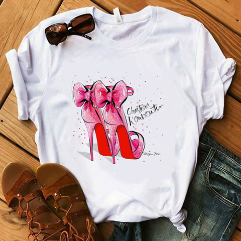 Image of Vogue Blink Women T Shirt Make Up Lipstick Seaside T Summer Lady Streetwear Luxury Bag T-shirts