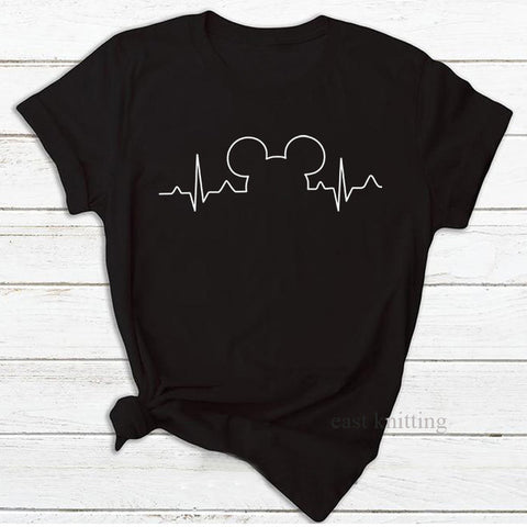 Image of T Shirt Women 2019 Plus Size Harajuku Tops Summer Tops Graphic Tees Women Mickey Mouse Heartbeat Kawaii T-shirt S-XXL