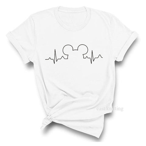 Image of T Shirt Women 2019 Plus Size Harajuku Tops Summer Tops Graphic Tees Women Mickey Mouse Heartbeat Kawaii T-shirt S-XXL