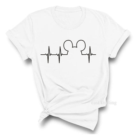 Image of T Shirt Women 2019 Plus Size Harajuku Tops Summer Tops Graphic Tees Women Mickey Mouse Heartbeat Kawaii T-shirt S-XXL