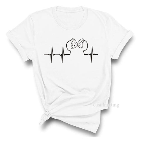 Image of T Shirt Women 2019 Plus Size Harajuku Tops Summer Tops Graphic Tees Women Mickey Mouse Heartbeat Kawaii T-shirt S-XXL