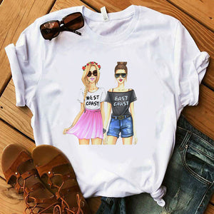 Vogue Blink Women T Shirt Make Up Lipstick Seaside T Summer  Lady Streetwear Luxury Bag T-shirts
