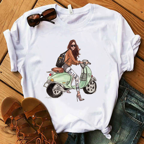 Image of Vogue Blink Women T Shirt Make Up Lipstick Seaside T Summer  Lady Streetwear Luxury Bag T-shirts