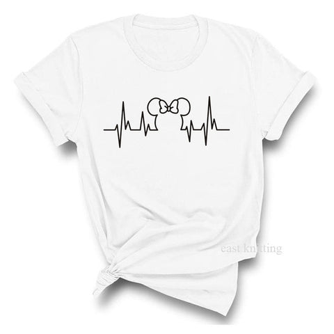 Image of T Shirt Women 2019 Plus Size Harajuku Tops Summer Tops Graphic Tees Women Mickey Mouse Heartbeat Kawaii T-shirt S-XXL
