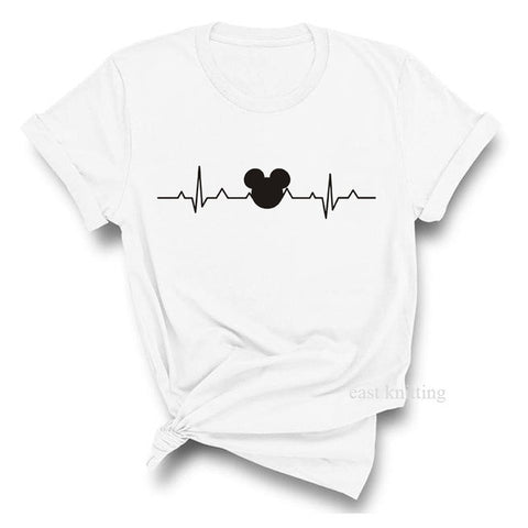 Image of T Shirt Women 2019 Plus Size Harajuku Tops Summer Tops Graphic Tees Women Mickey Mouse Heartbeat Kawaii T-shirt S-XXL
